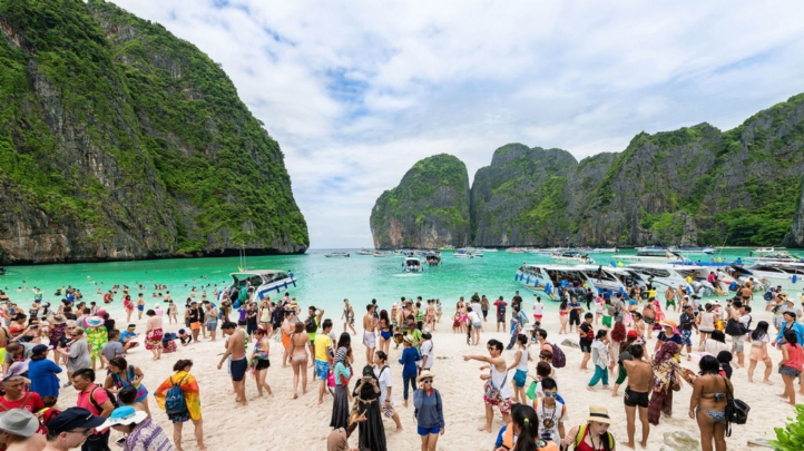 Maya Bay in Thailand (pictured) attracted 5,000 tourists a day before the government closed the area over environmental concerns. Image: Tourism Thailand